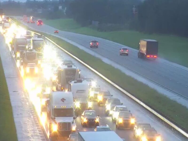 Traffic is congested on a northbound stretch of I-75 in Marion County on Monday morning.