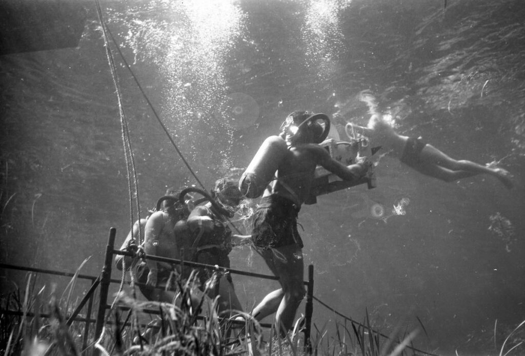Underwater filming of the "Revenge of the Creature" in Silver Springs in 1954