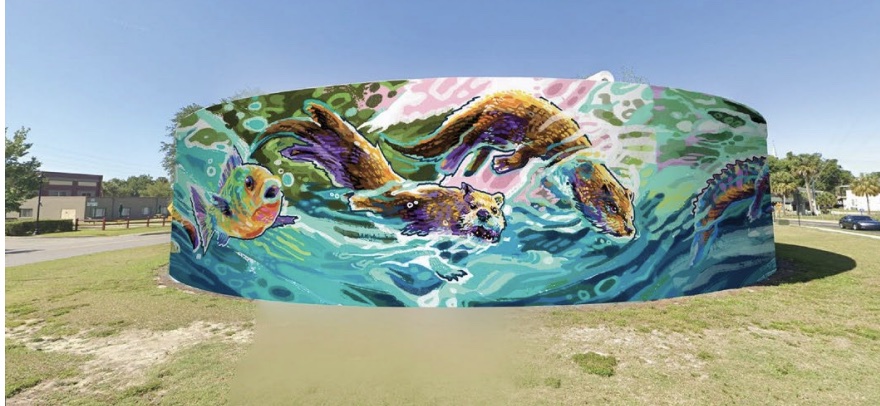 The mural is situated at the intersection of SE 3rd Avenue and SE 5th Street