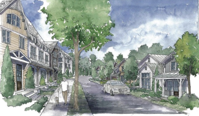 The community would feature townhomes and single-family homes, as well as commercial space.