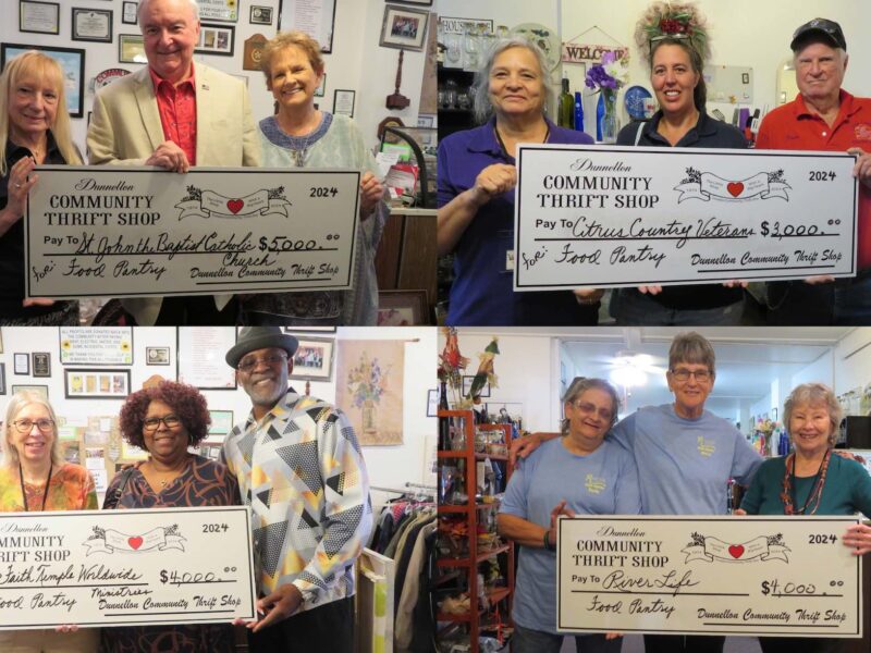 Donations made to local food pantries by Dunnellon Community Thrift Shop