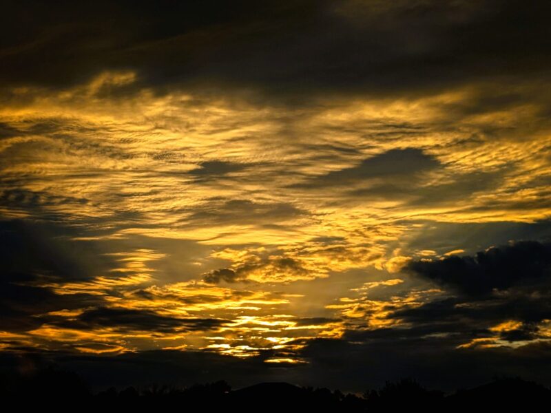 Fiery sunset after thunderstorms in Ocala's Summerglen Community