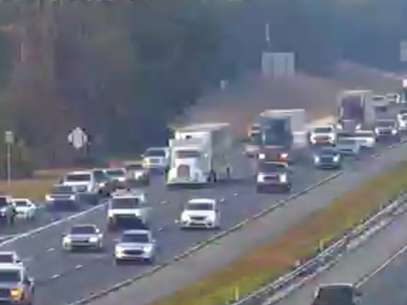 Northbound lanes of I-75 are backed up on Thursday evening.