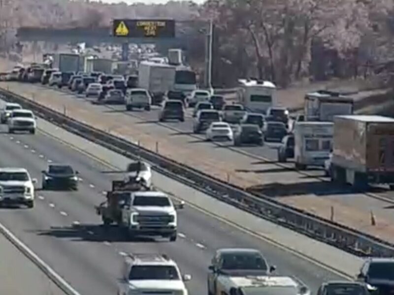 Traffic is backed up for several miles along a stretch of I-75 on Friday afternoon after multiple crashes.