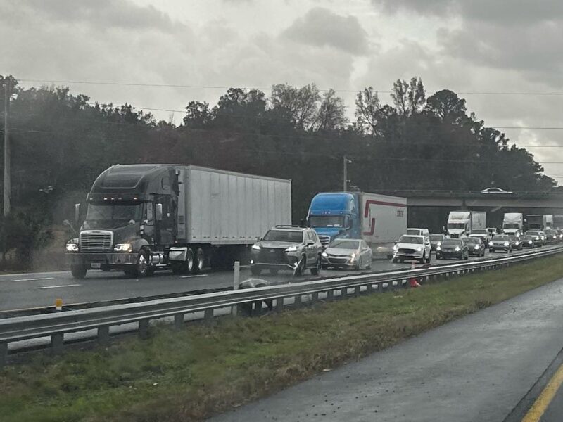 Traffic is backed up for several miles on I-75 North as of 2:00 p.m. on January 6, 2025