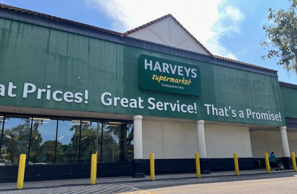 The last Harveys Supermarket in Ocala is located at 3435 N Pine Ave