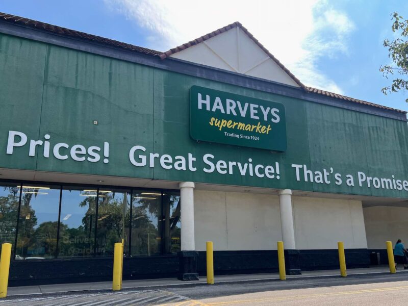 The last Harveys Supermarket in Ocala is located at 3435 N Pine Ave