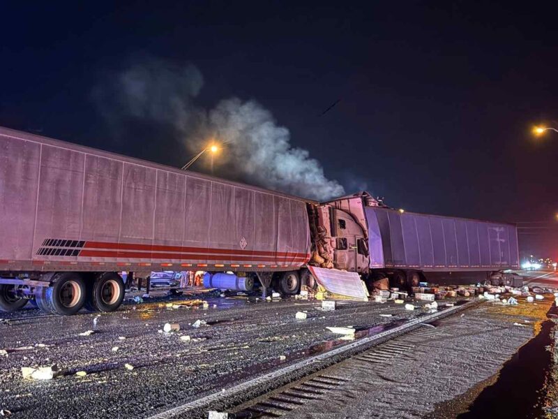 A multi-vehicle crash involving three semi-trucks left southbound lanes on Interstate 75 in Marion County closed for several hours on Tuesday night.