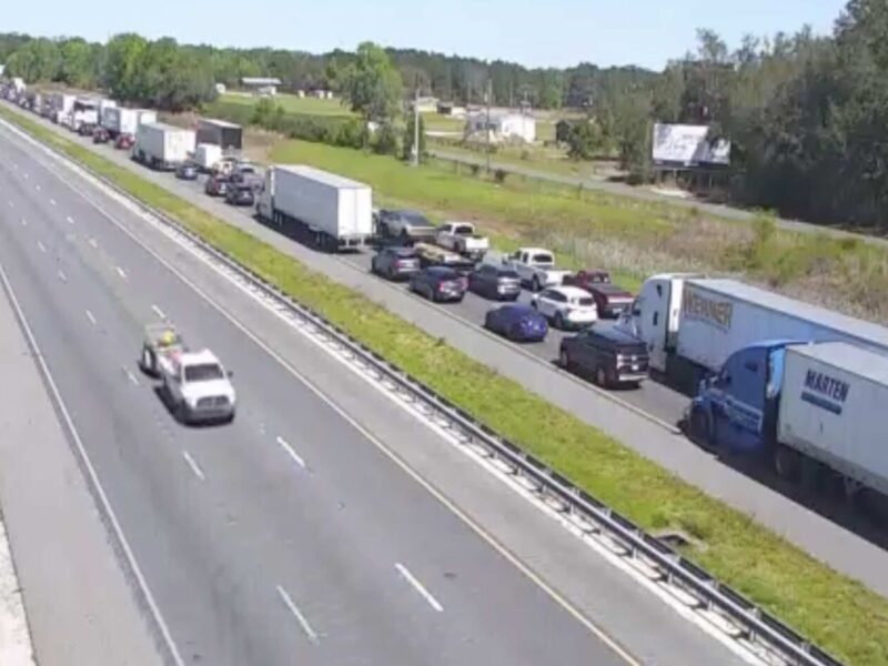 A camera on I-75 in Marion County shows congestion along the highway on Friday afternoon.