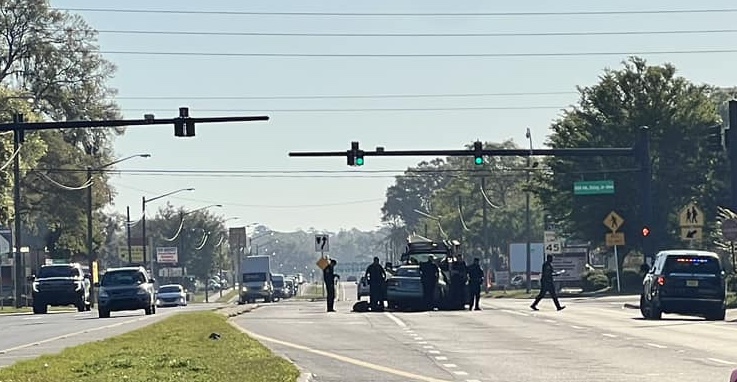 A 32-year-old man was killed after crashing into the back of a pickup truck at a red light in northwest Ocala on Tuesday.