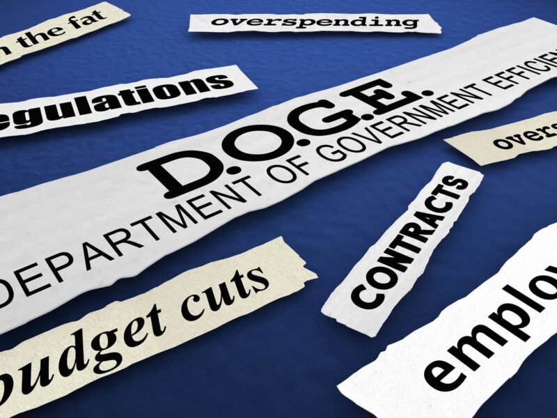 DOGE News Headlines Department of Government Efficiency Cut Spending 3d Illustration