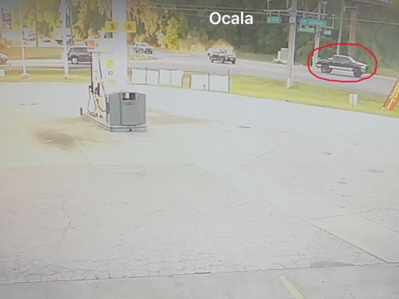 A black pickup truck is wanted for a hit-and-run accident in Ocala on April 18.