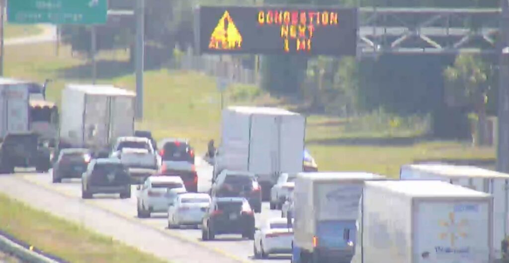 Congestion reported along Interstate 75 in Ocala on Thursday.