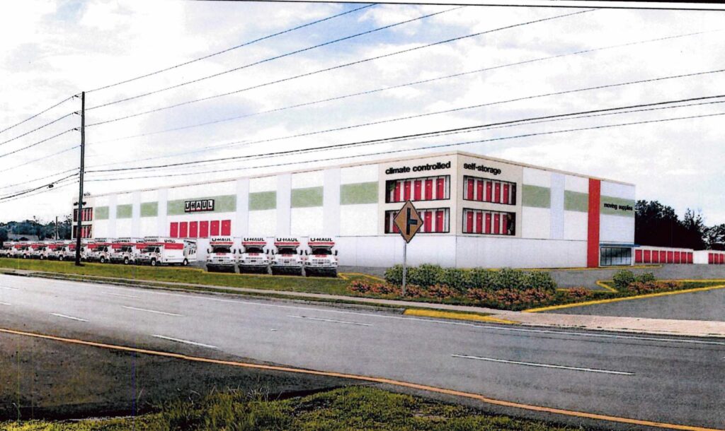 A rendering shows some of the proposed signs for a new U-Haul facility in southwest Ocala.