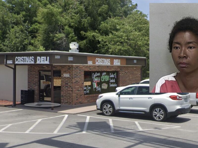 A homeless woman has been arrested for threatening a sub shop employee