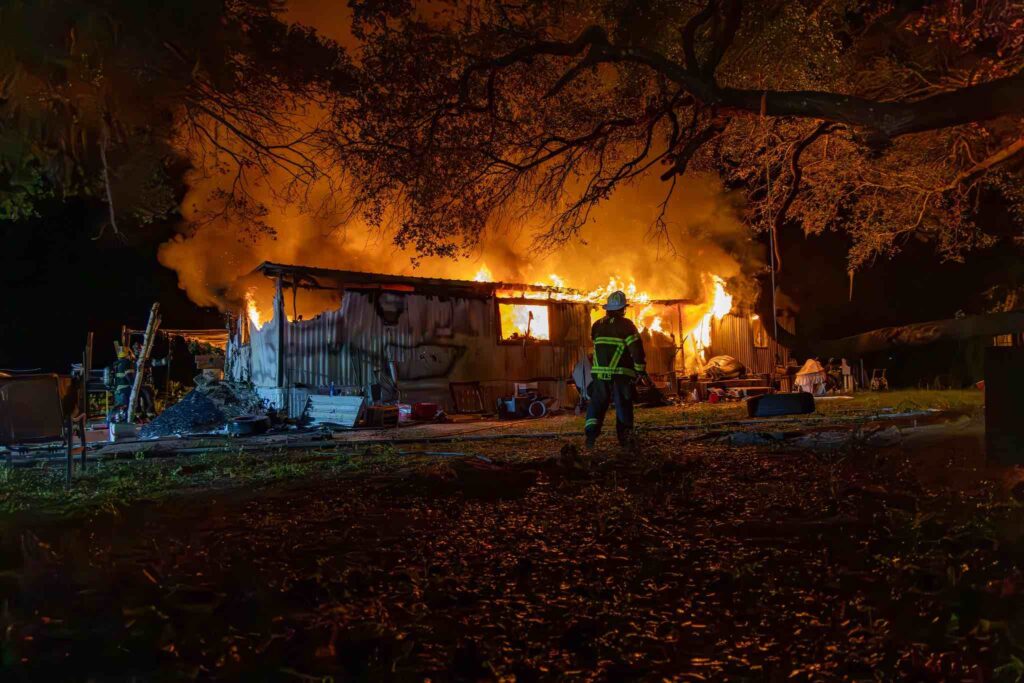 Marion County Fire Rescue crews battled a fire at a mobile home in Silver Springs.