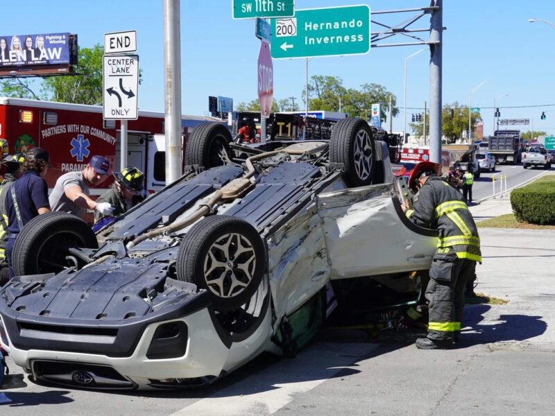 An overturned vehicle during an accident in Ocala this year.