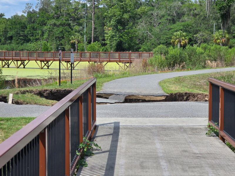 Multiple sinkholes have opened at the Ocala Wetland Recharge Park, leading to the temporary closure of the facility.