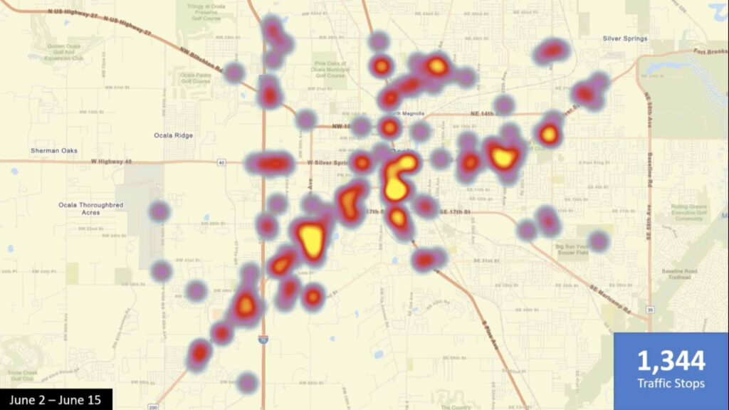 The Ocala Police Department conducted 1,344 traffic stops throughout the city from June 2 to June 15.