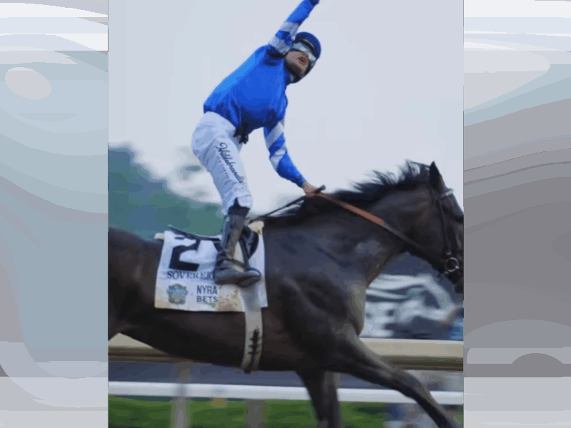 Junior Alvarado rode Sovereignty to victory in the 157th Belmont Stakes on Saturday, June 7.