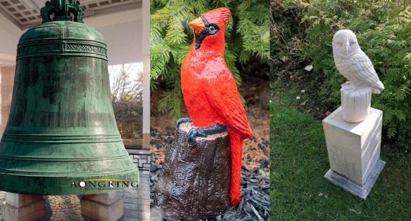 The city of Belleview is considering a bell and bird statues similar to these as forms of public art for residents and visitors to enjoy.
