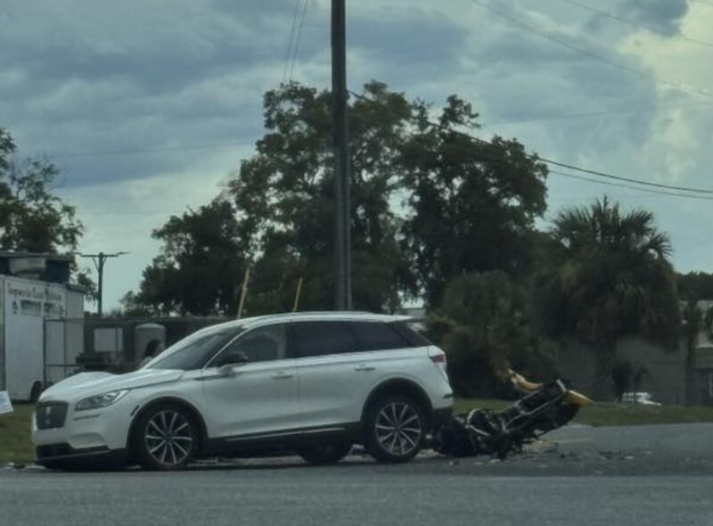 A motorcyclist was hit and killed by an SUV in Ocala on Thursday afternoon.