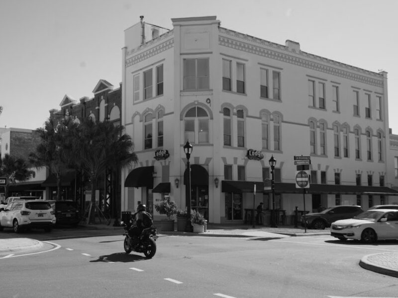 Motorcyclist passing through downtown Ocala