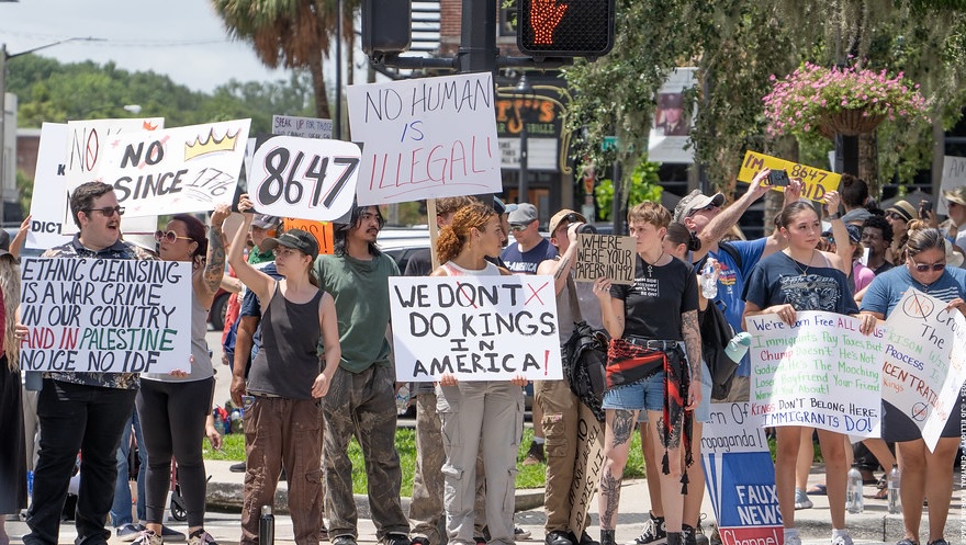 Protestors at No Kings event in Ocala