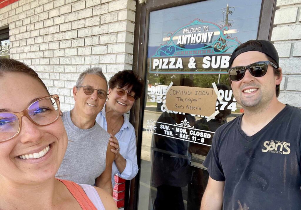 From left to right: Cara Turro, San Felder, Jacki Felder, and Nick Turro at their new restaurant in Anthony.