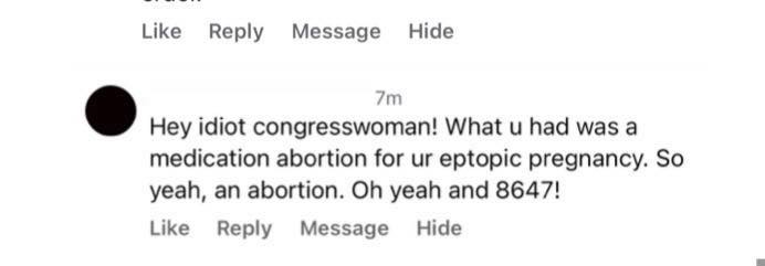 comments against Congresswoman Kat Cammack