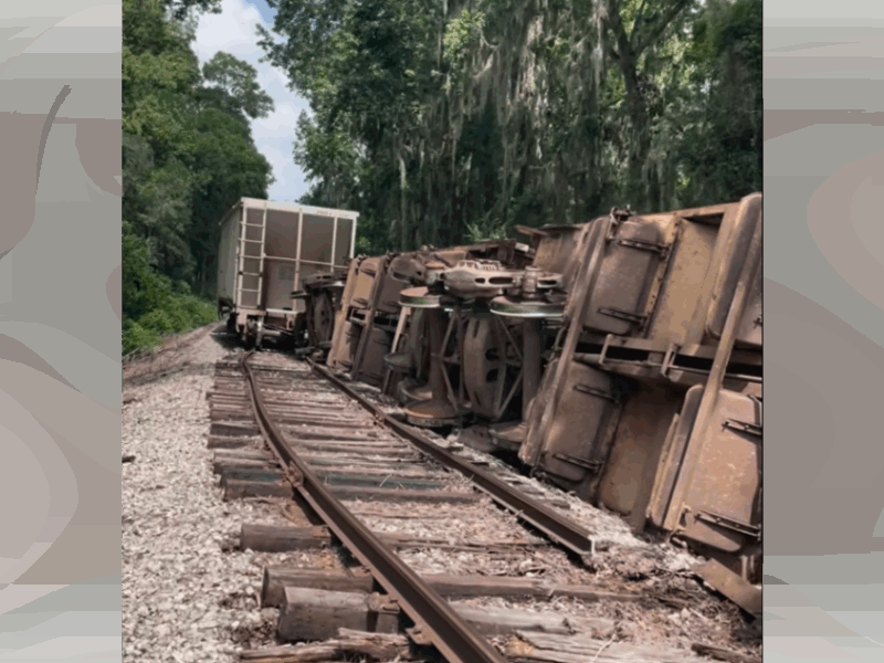 A train derailed in southeast Ocala on Friday.