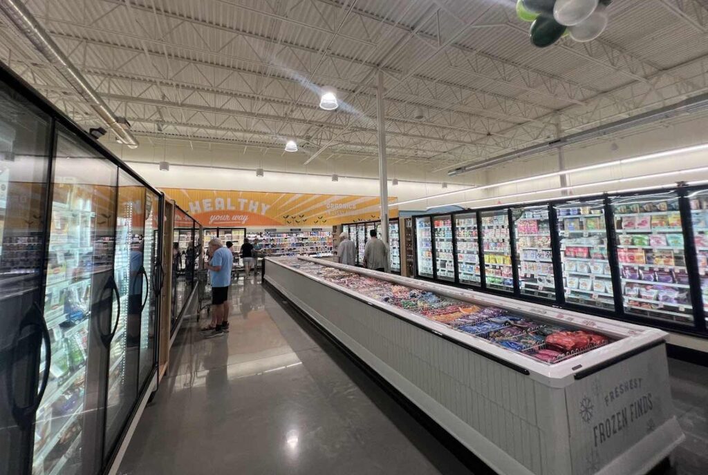 Frozen food aisle at the new Sprouts Farmers Market in Ocala