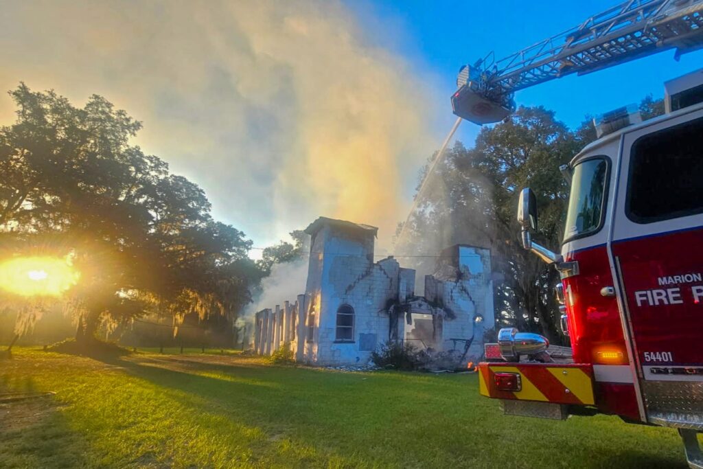 The aftermath of the church fire in Citra