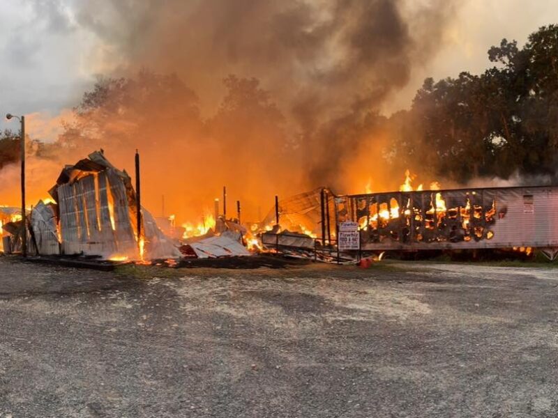 A devastating fire destroyed a Marion County business on Tuesday