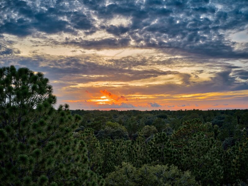 Beautiful drone shot of sunset in Dunnellon