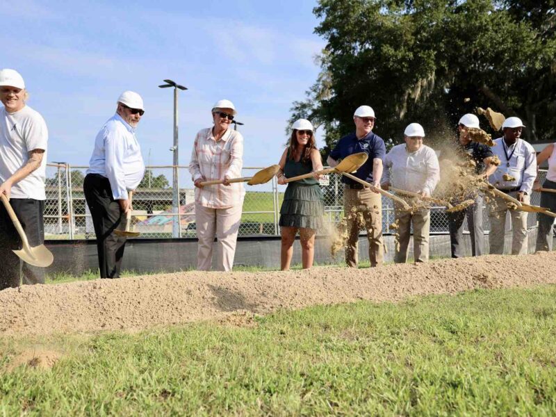 City, business, and construction officials break ground on the new expansion at the Ocala Skate Park