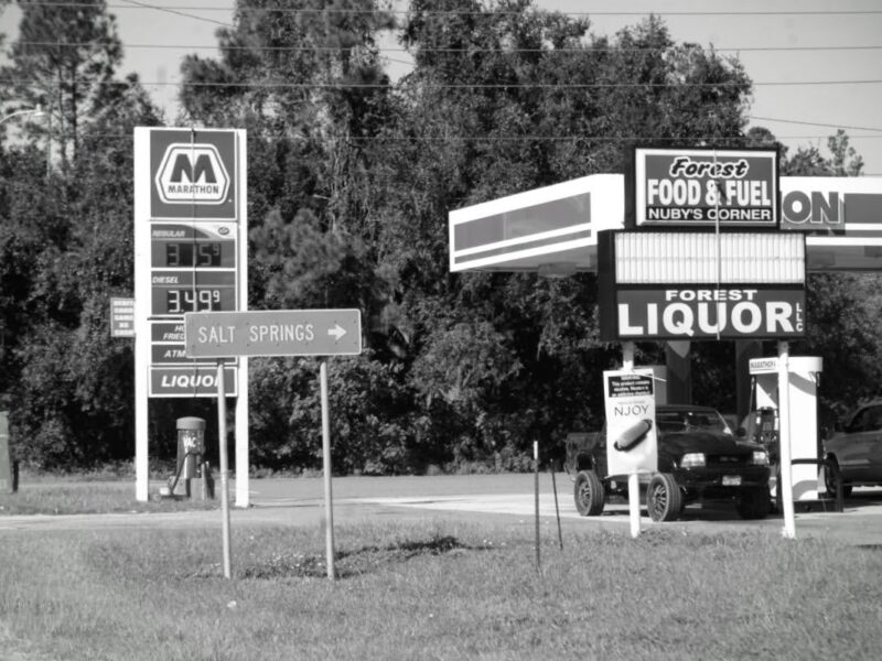 Prices at Marathon gas station at the Forest Food & Fuel in Salt Springs, Florida in October 2024