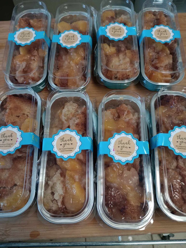 Peach cobbler at Porch Farmstand in Ocala