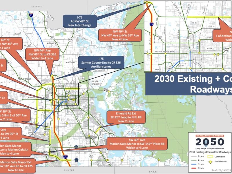 Local officials will provide additional details on projects from the Florida Department of Transportation and federal government, who are committing hundreds of millions of dollars to transportation improvements in Marion County from 2026 to 2030.