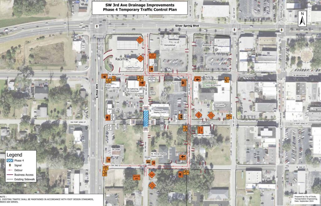 A series of detours is in place in downtown Ocala as part of Phase 4 of construction of the second parking garage.