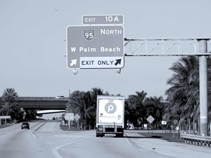 Hollywood, Florida, U.S.A January 3, 2020 The view of traffic into exit 10A towards 95 North to West Palm Beach