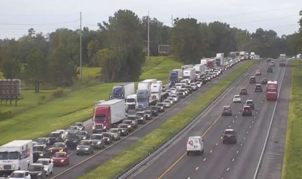 Traffic is backed up for several miles in the southbound lanes of I-75 in Marion County after multiple accidents, including a 20-car pile-up.