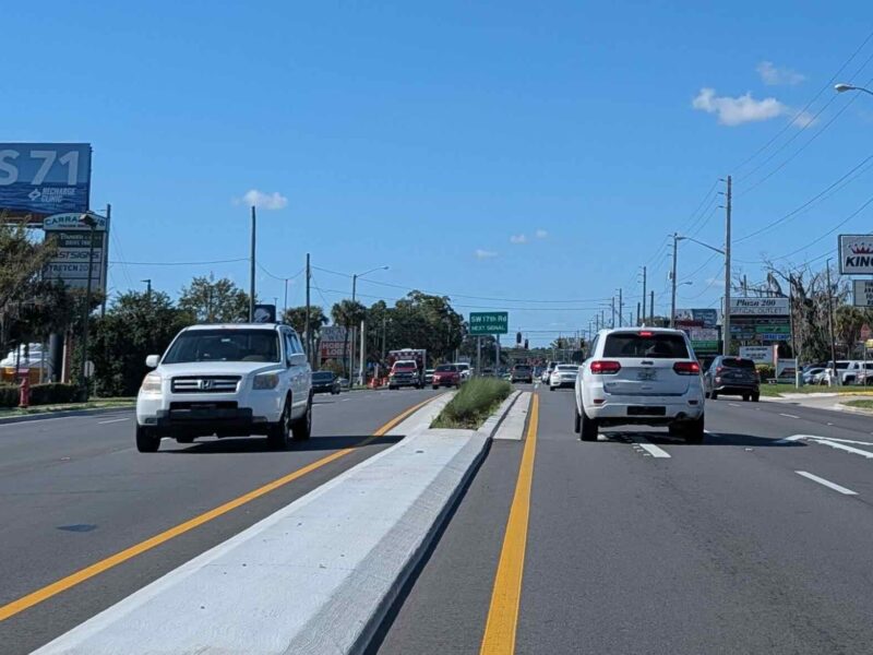 Concrete curbs on State Road 200 in Ocala on October 17, 2025