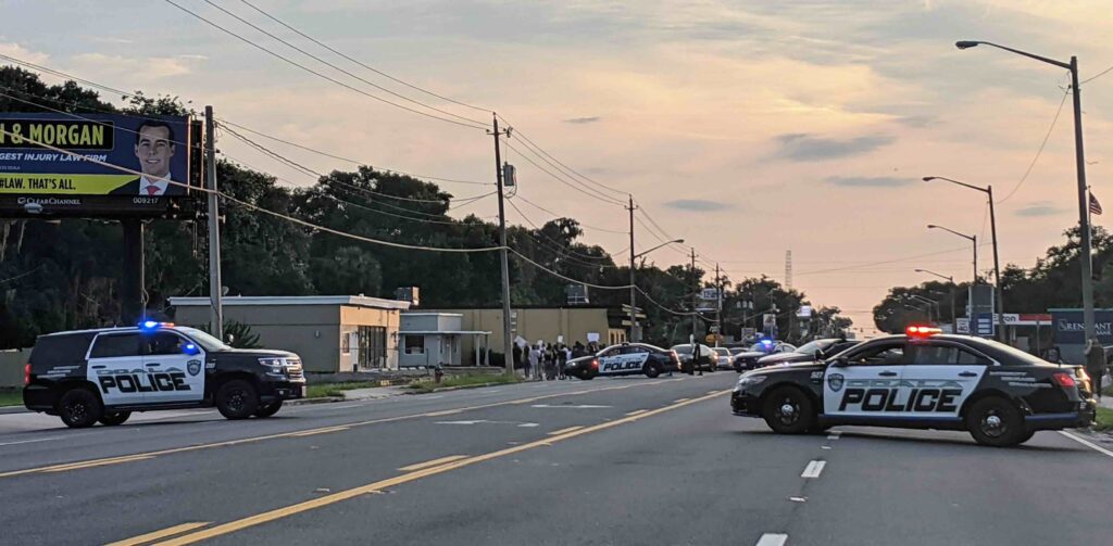 Ocala Police Department vehicles on East Silver Springs Boulevard in 2020