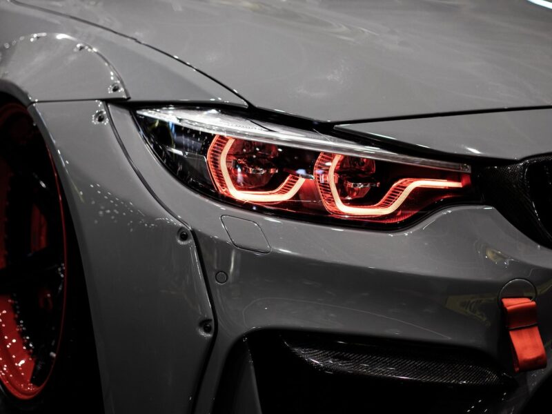Red headlights on BMW
