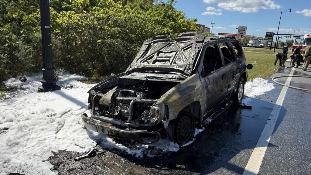 The vehicle fire was eventually taken under control