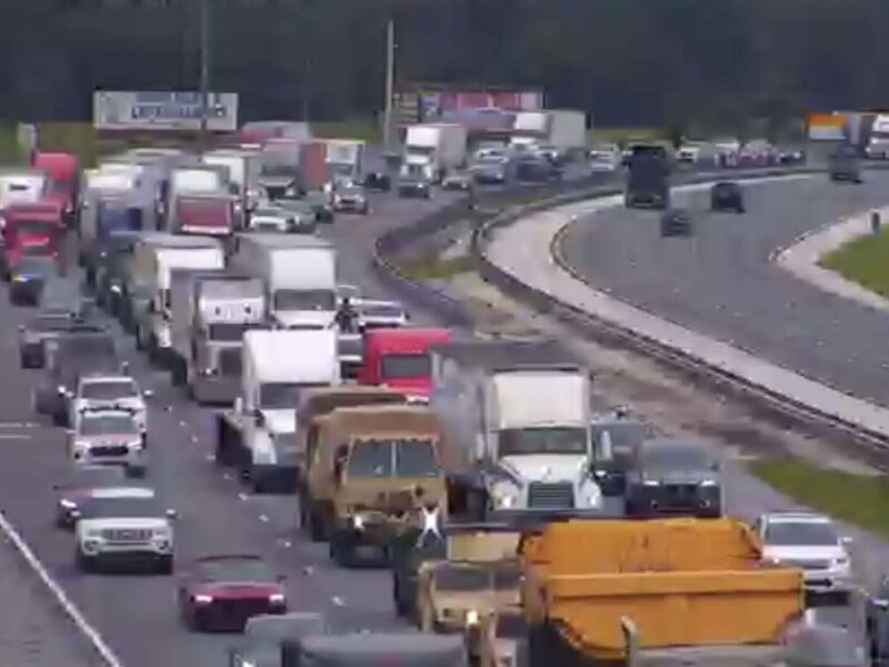 Vehicles are backed up through southbound lanes of Interstate 75 in Marion and Sumter County.