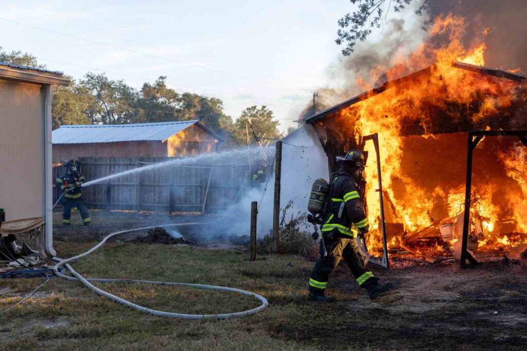 Firefighters contain fire at a shed in Silver Springs