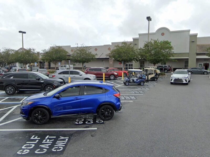 Golf Cart Only parking spaces at the Publix at Canopy Oaks in Ocala