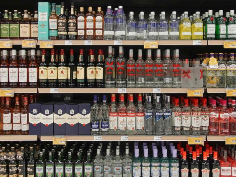 Liquor bottles at a liquor store